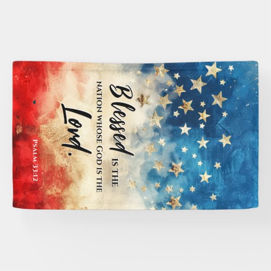 Psalm 33:12 Gesegnet ist die Flaggenbibel der Nati Banner (Horizontal)