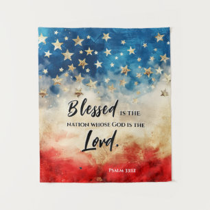 Psalm 33:12 Gesegnet ist die Flaggenbibel der Nati Wandteppich
