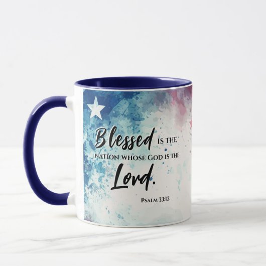 Psalm 33:12 Gesegnet ist die Nation Bible Verse Tasse (Links)