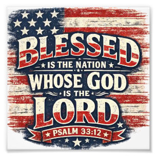 Psalm 33:12 Gesegnet ist die Nation Patriotisches  Fotodruck
