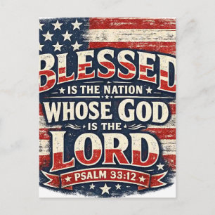 Psalm 33:12 Gesegnet ist die Nation Patriotisches Postkarte