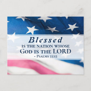 Psalm 33,12 Gesegnet ist die Nation USA-Flagge Postkarte