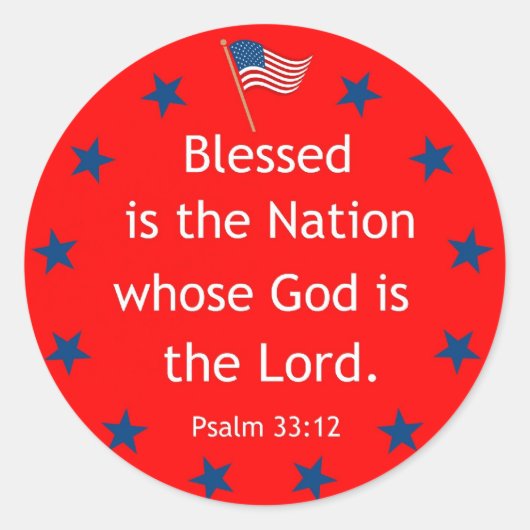 Psalm 33:12 (Patriotisch) Runder Aufkleber (Vorderseite)