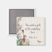 Psalm 33:5 Kaninchen, Vögel und Foliage Magnet (Vorderseite/Rückseite)