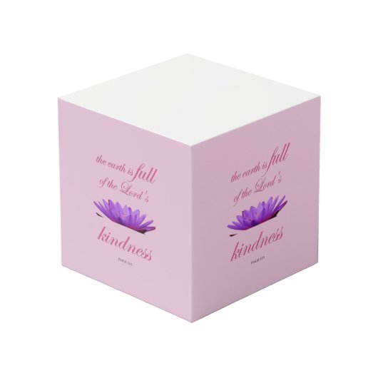 Psalm 33 lila Lotusfreundlichkeit Würfel (Vorderseite Schrägansicht)