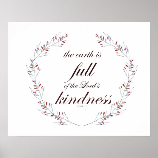 Psalm 33 Schrift Blumenreath Art Poster (Vorne)