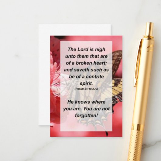 Psalm 34:18 Der Herr ist denen nahe, die Begleitkarte (Vorderseite/Rückseite Beispiel)