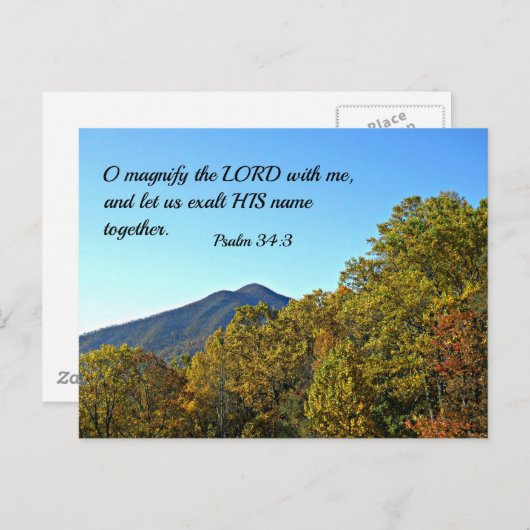 Psalm 34:3 O verherrlicht den Herrn mit mir... Postkarte (Vorne/Hinten)