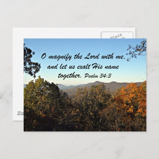 Psalm 34:3 postkarte (Vorne/Hinten)