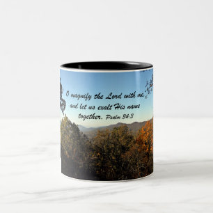 Psalm 34:3 zweifarbige tasse