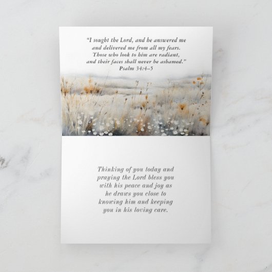 Psalm 34:4 Bibel und Christliches Inspirationsange Karte (Innenseite)