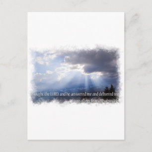 Psalm 34:4 Hintergrundbeleuchtung Postkarte