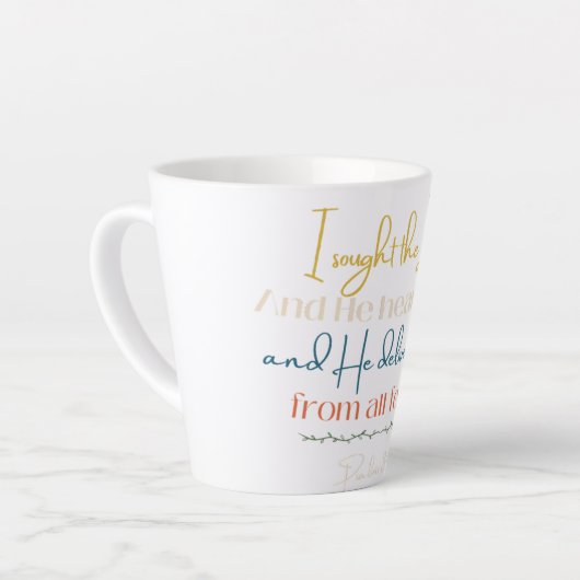 Psalm 34:4 Tasse! Milchtasse (Linke Ecke)