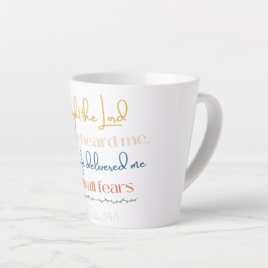 Psalm 34:4 Tasse! Milchtasse (Rechte Ecke)