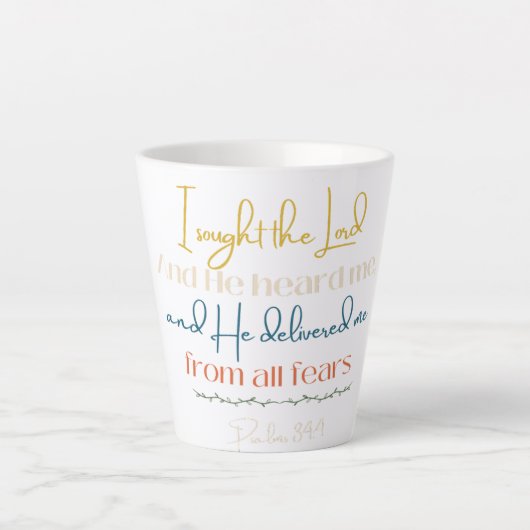 Psalm 34:4 Tasse! Milchtasse (Vorderseite)