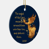 Psalm 34:7 Engel des Lord Encamps Around Squar Keramik Ornament (Rechts)