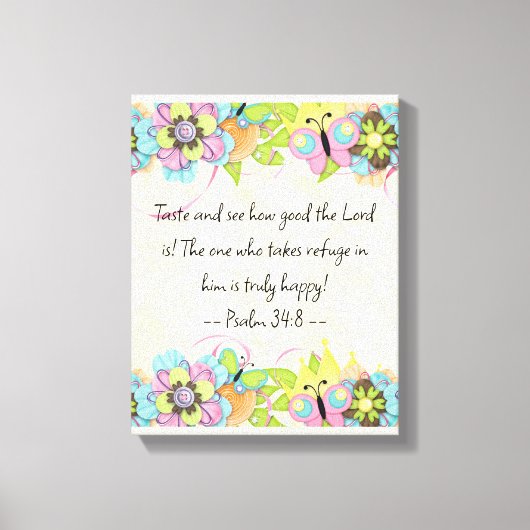 Psalm 34: 8 | Motivierend Biokotierungen Verse Leinwanddruck (Vorderseite)