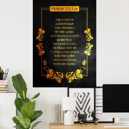 Psalm 37:23-24 Bibelverse Poster (Heimbüro)