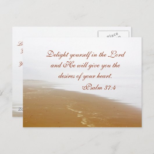 Psalm 37:4 Bibelverse, Sandy Ocean Beach Custom Postkarte (Vorne/Hinten)