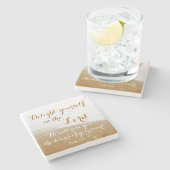 Psalm 37:4 Bibelverse, Sandy Ocean Beach Steinuntersetzer (Seitenansicht)