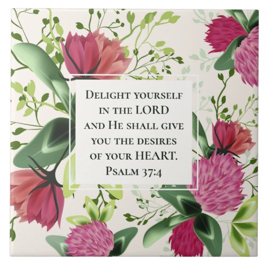 Psalm 37:4 Erfreuen Sie sich im Lord Clover Fliese (Vorderseite)