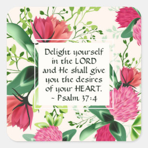 Psalm 37:4 Erfreuen Sie sich im Lord Clover Quadratischer Aufkleber