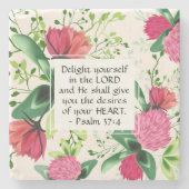 Psalm 37:4 Erfreuen Sie sich im Lord Clover Steinuntersetzer (Vorderseite)