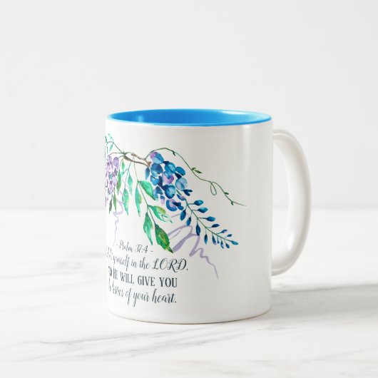 Psalm 37:4 Freut euch im Herrn, Bläserin Zweifarbige Tasse (VorderseiteRechts)