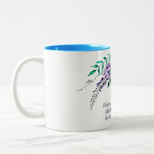 Psalm 37:4 Freut euch im Herrn, Bläserin Zweifarbige Tasse (Links)