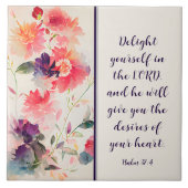 Psalm 37:4 Genießen Sie die LORD-Flora Fliese (Vorderseite)
