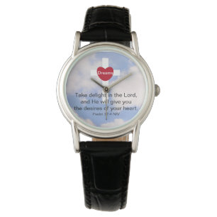 Psalm 37:4 Nehmen Sie Freude im Lord Blue Sky Armbanduhr