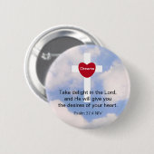 Psalm 37:4 Nehmen Sie Freude im Lord Blue Sky Button (Vorne & Hinten)