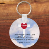 Psalm 37:4 Nehmen Sie Freude im Lord Blue Sky Schlüsselanhänger (Vorderseite)