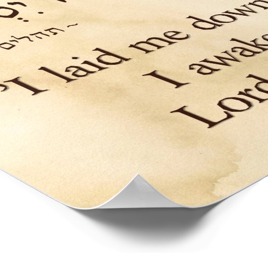 Psalm 3: 5 auf Hebräisch und Englisch Poster (Ecke)