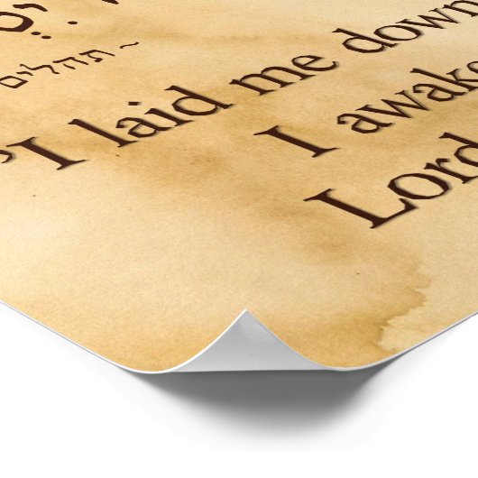 Psalm 3: 5 Hebräisch und Englisch Poster (Ecke)