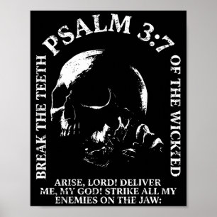 Psalm 3_7 Vintage-Totenkopf christlich religiöse B Poster