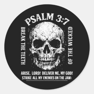 Psalm 3_7 Vintage-Totenschädel Christliche Religiö Runder Aufkleber