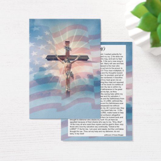 Psalm 40 Scripture Crucifix American Flag (Schreibtisch)