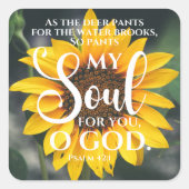 Psalm 42:1 Als die Hirschblume Sonnenblume Christl Quadratischer Aufkleber (Vorderseite)