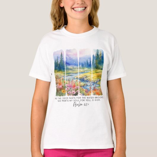 Psalm 42:1 Als die Pinselstriche der Hirschnatur T-Shirt (Vorderseite)