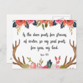 Psalm 42:1, Floral Antlers Bible Verse Postkarte (Vorne/Hinten)