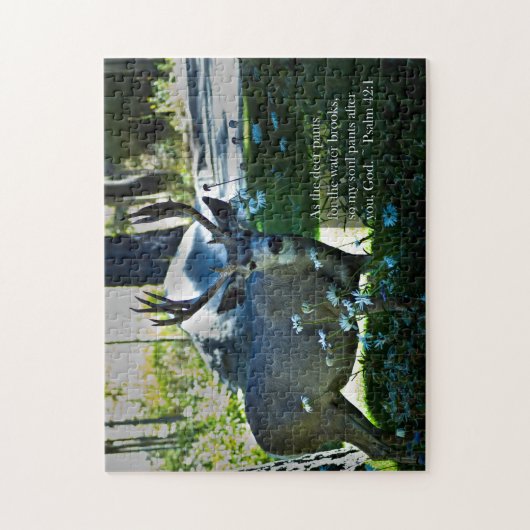 Psalm-42:1 und Rotwild Puzzle (Vertikal)