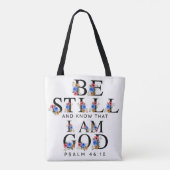 Psalm 46:10 Be Still and Know Floral Letters Tasche (Rückseite)