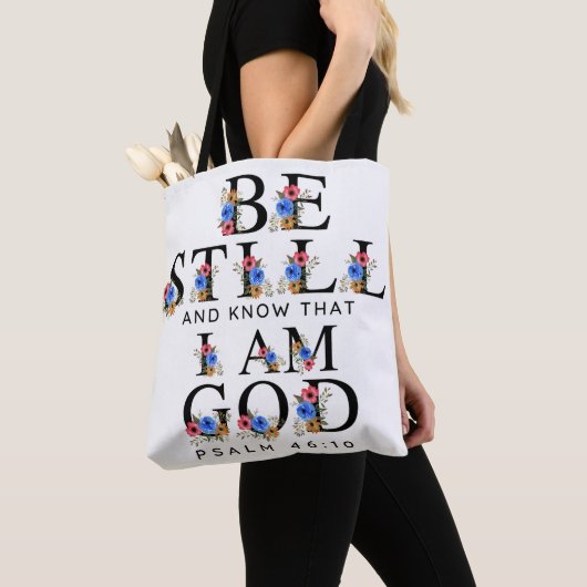 Psalm 46:10 Be Still and Know Floral Letters Tasche (Von Nahem)