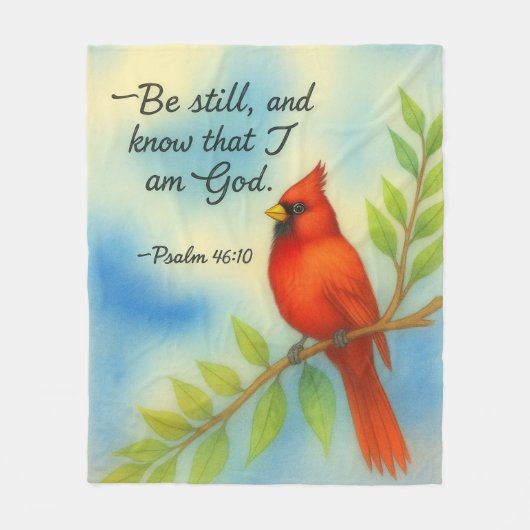 Psalm 46:10 Be Still Red Cardinal Scripture Nature Fleecedecke (Vorderseite)