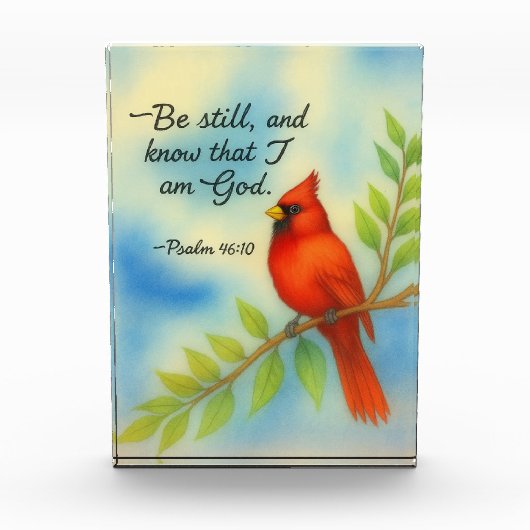 Psalm 46:10 Be Still Red Cardinal Scripture Nature Fotoblock (Vorderseite)