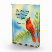 Psalm 46:10 Be Still Red Cardinal Scripture Nature Fotoblock (Rechts)