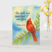 Psalm 46:10 Be Still Red Cardinal Scripture Nature Karte (Gelbe Blume)