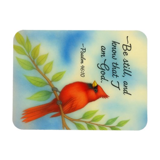 Psalm 46:10 Be Still Red Cardinal Scripture Nature Magnet (Horizontal)