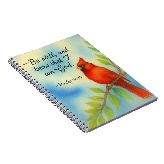 Psalm 46:10 Be Still Red Cardinal Scripture Nature Notizblock (Rechte Seite)